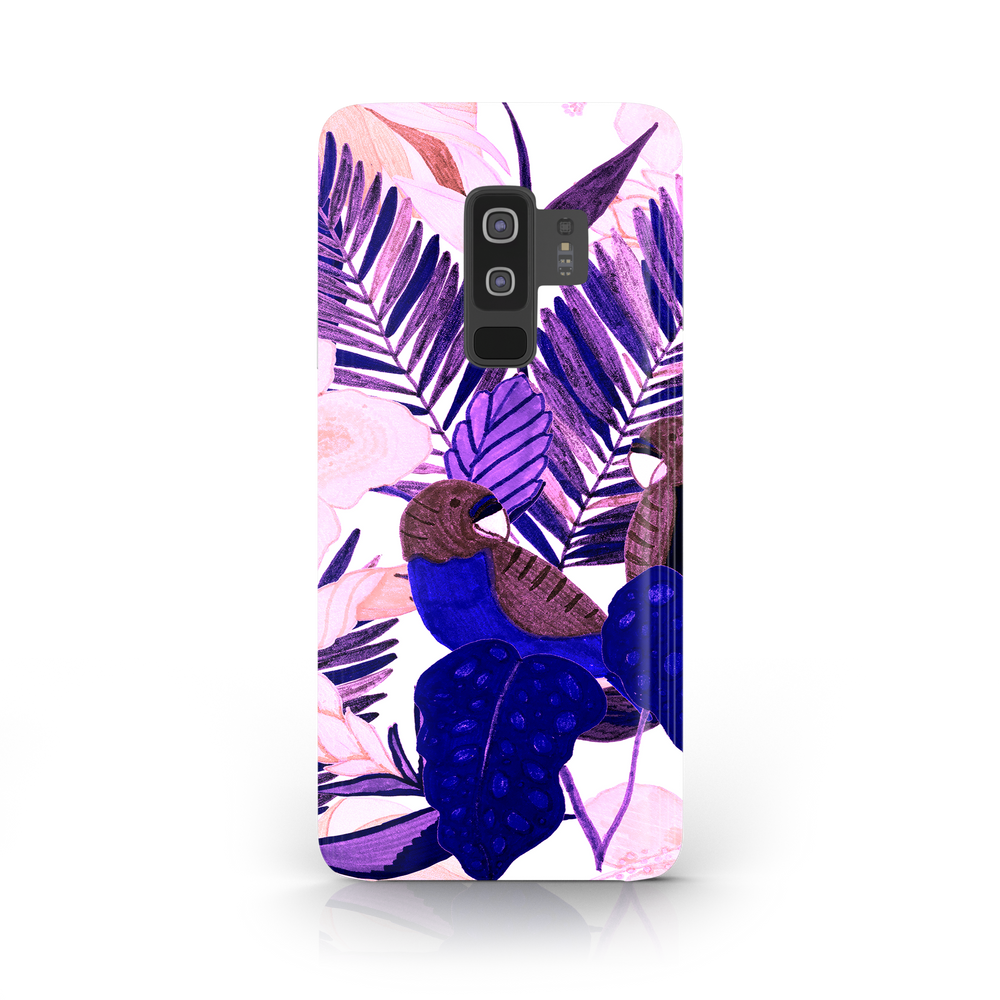 Purple and Pink Tropical Leaves Samsung Galaxy S9 Plus Phone Case