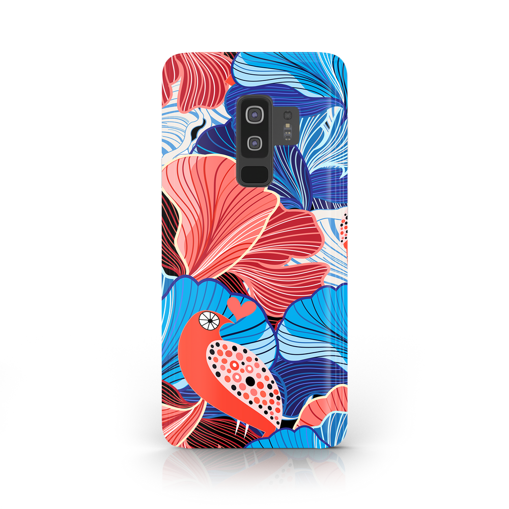 Blue and Red Floral Art Samsung Galaxy S9 Plus Phone Case