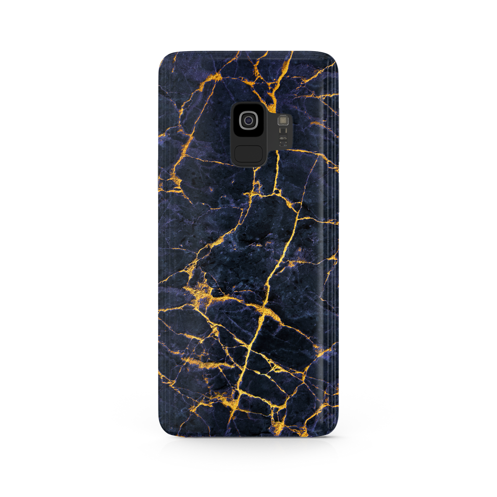 Granite Dark Blue & Gold Marble Samsung Galaxy S9 Phone Case
