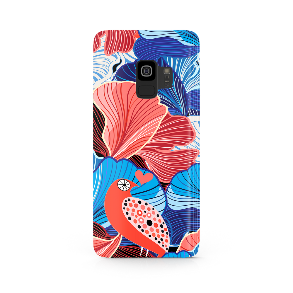Blue and Red Floral Art Samsung Galaxy S9 Phone Case