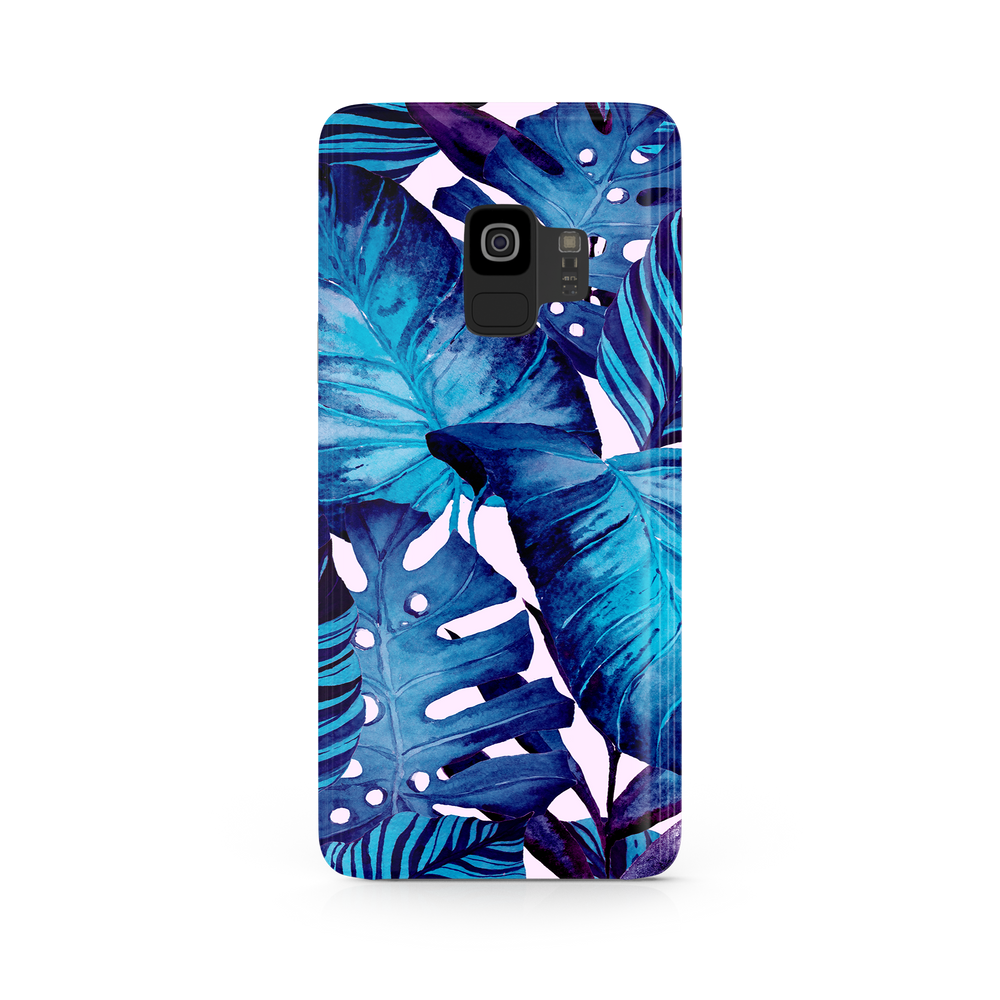 Blue Tropical Leaf Samsung Galaxy S9 Phone Case