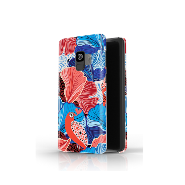 Blue and Red Floral Art Samsung Galaxy S9 Phone Case