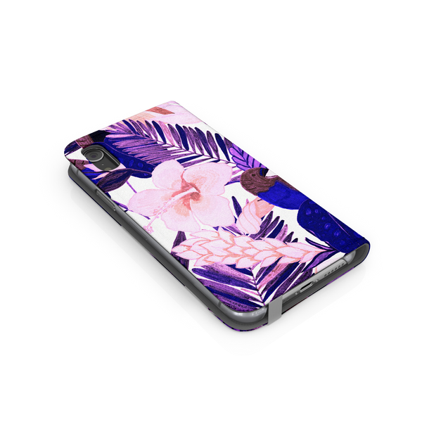 Purple and Pink Tropical Leaves iPhone XS Phone Case
