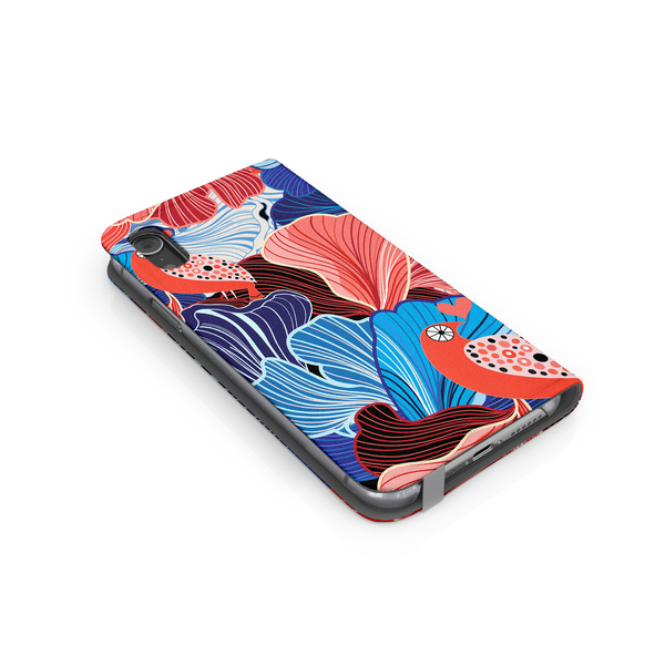 Blue and Red Floral Art iPhone XS Max Phone Case
