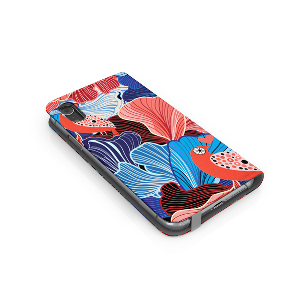 Blue and Red Floral Art Samsung Galaxy S10 Phone Case