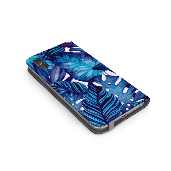 Blue Tropical Leaf iPhone XS Phone Case