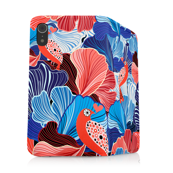 Blue and Red Floral Art iPhone XS Max Phone Case