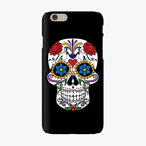 Blue and Red Design on Skull iPhone 6 Phone Case